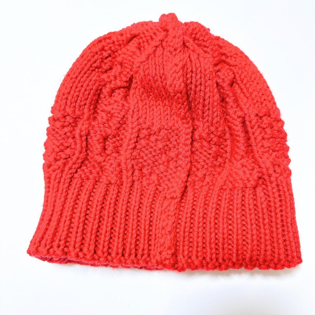 【美品】LOUIS VUITTON ニット帽 ニットキャップ 赤 ウール