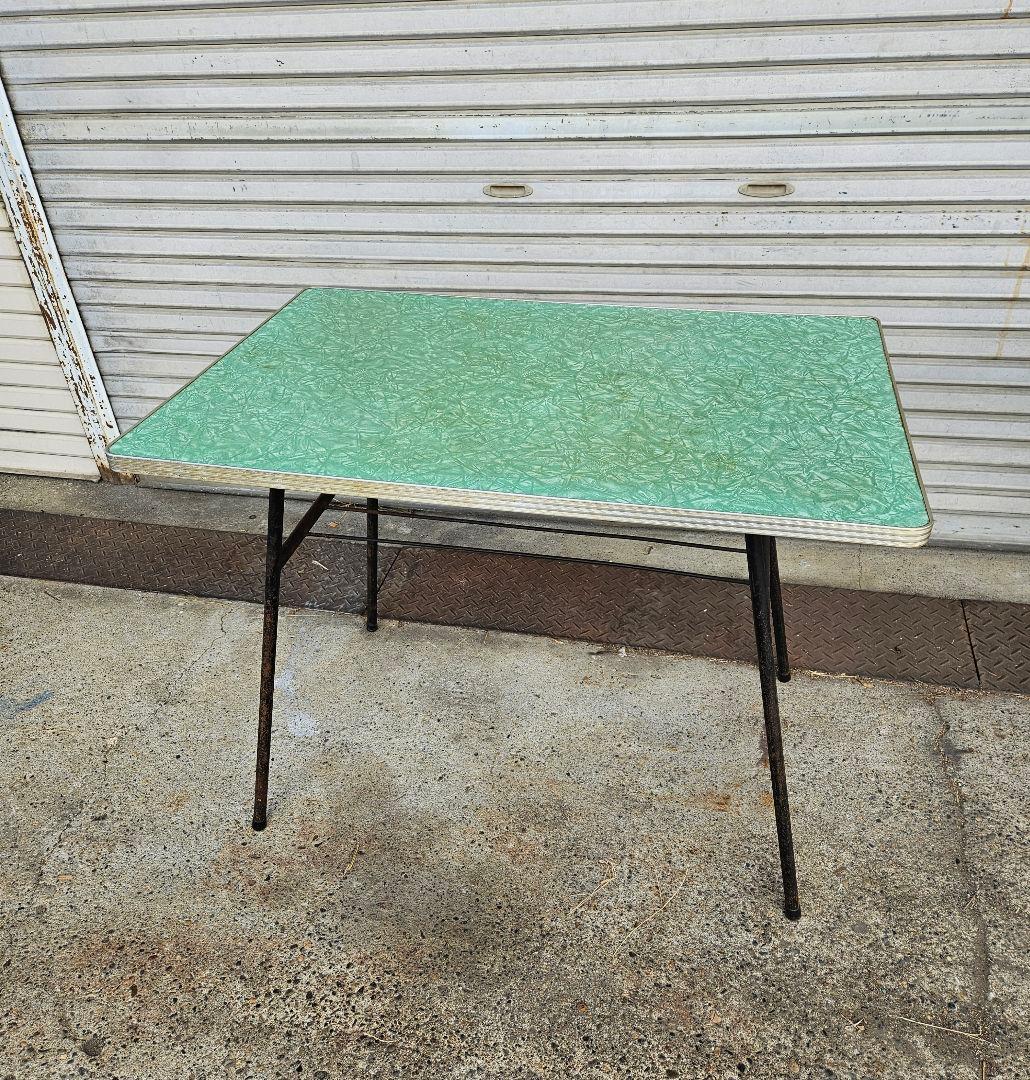 ジャパンヴィンテージ 鉄脚のテーブル 作業台 昭和レトロ 机 ワークテーブル