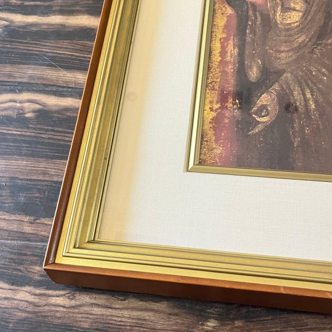 長谷川青澄「永観」日本画 額装 共シール G