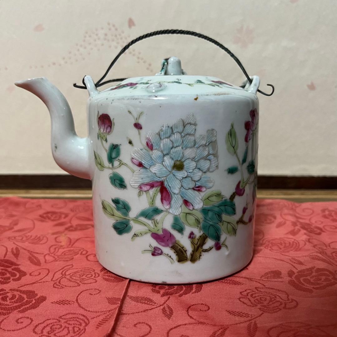 中国茶器　前茶道具　急須　水注　アンティーク粉彩　お値下げしました
