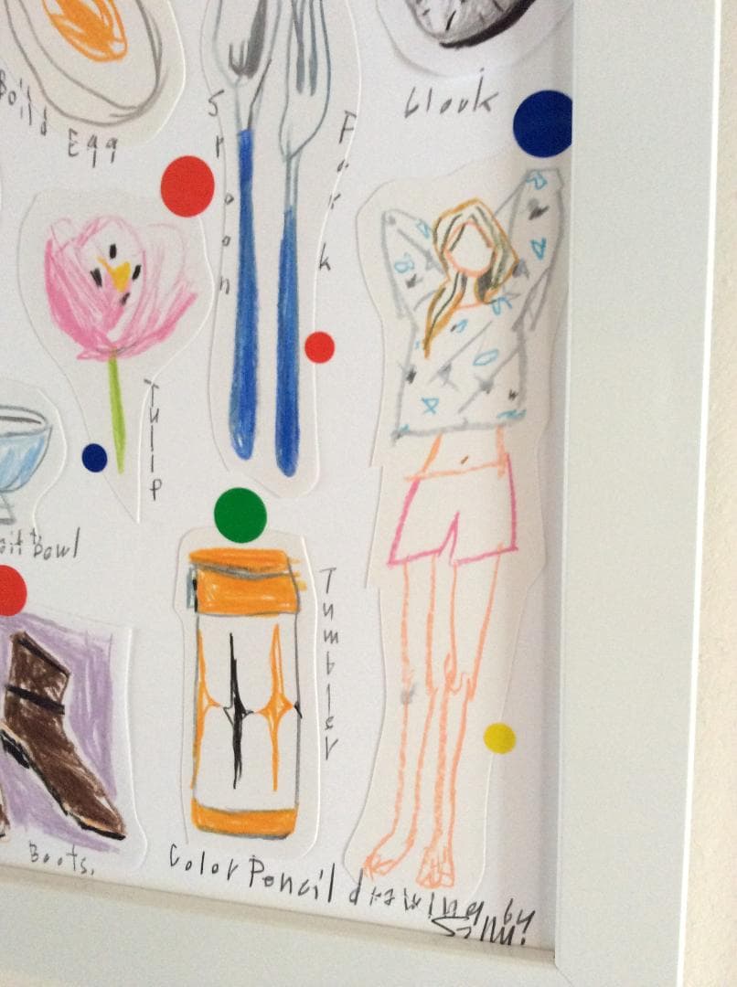 PIN-UP ゆでタマゴ＆チューリップ 原画フレーム付き