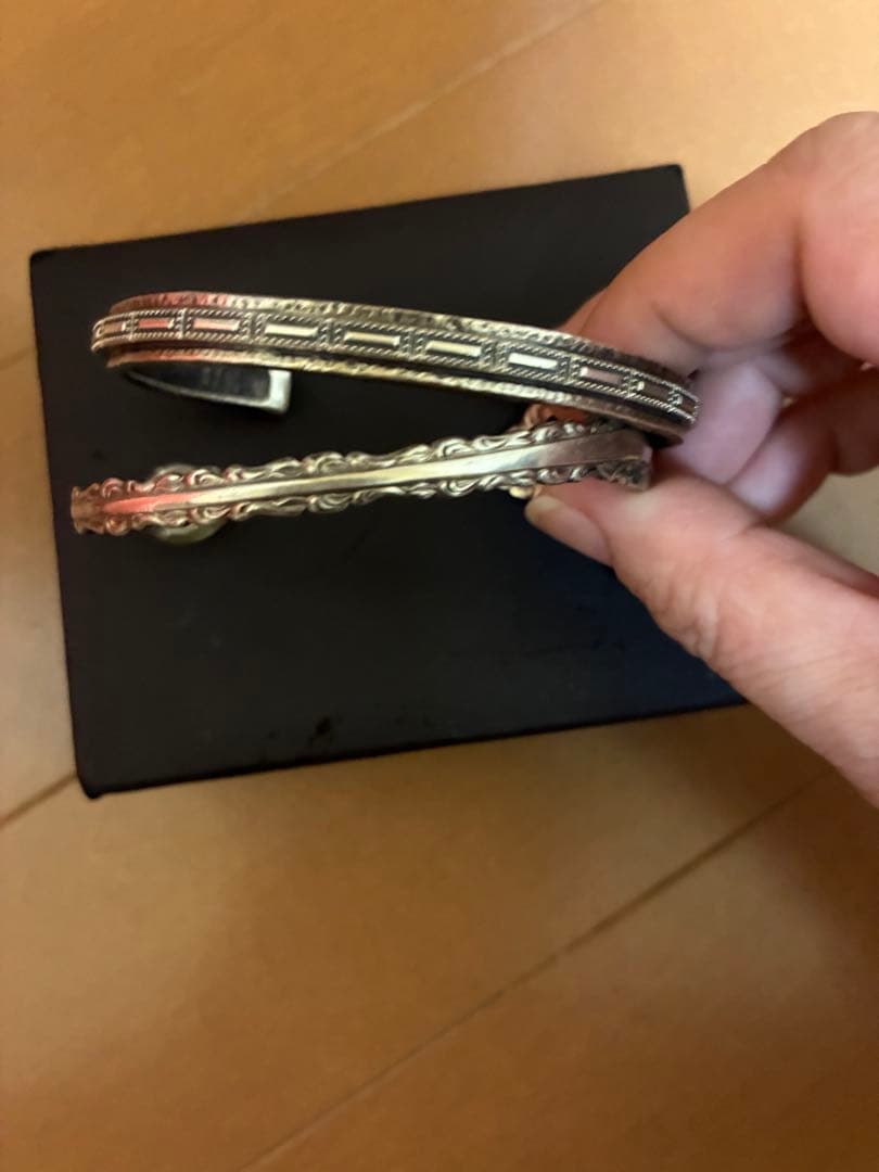 シルバーブレスレット　バングル　buff　フェザー　スプーンバングル