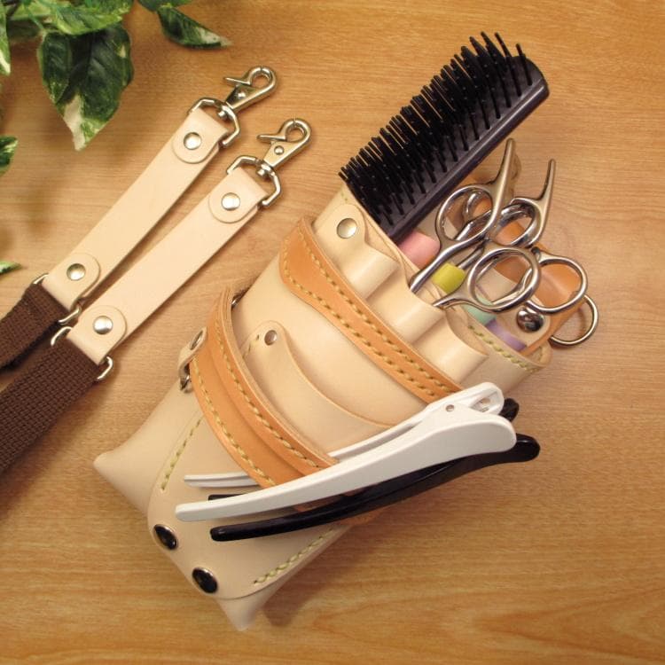 ヌメ革ナチュラル＆カラフル　７丁差し　シザーケース　SCA-254/NB