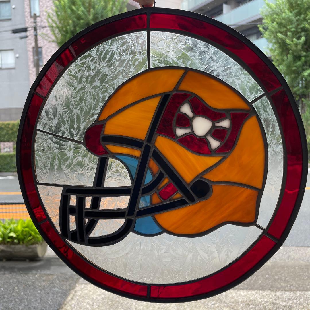 70s〜アメリカアンティーク　アメフトのステンドグラス壁掛けUSAヴィンテージ