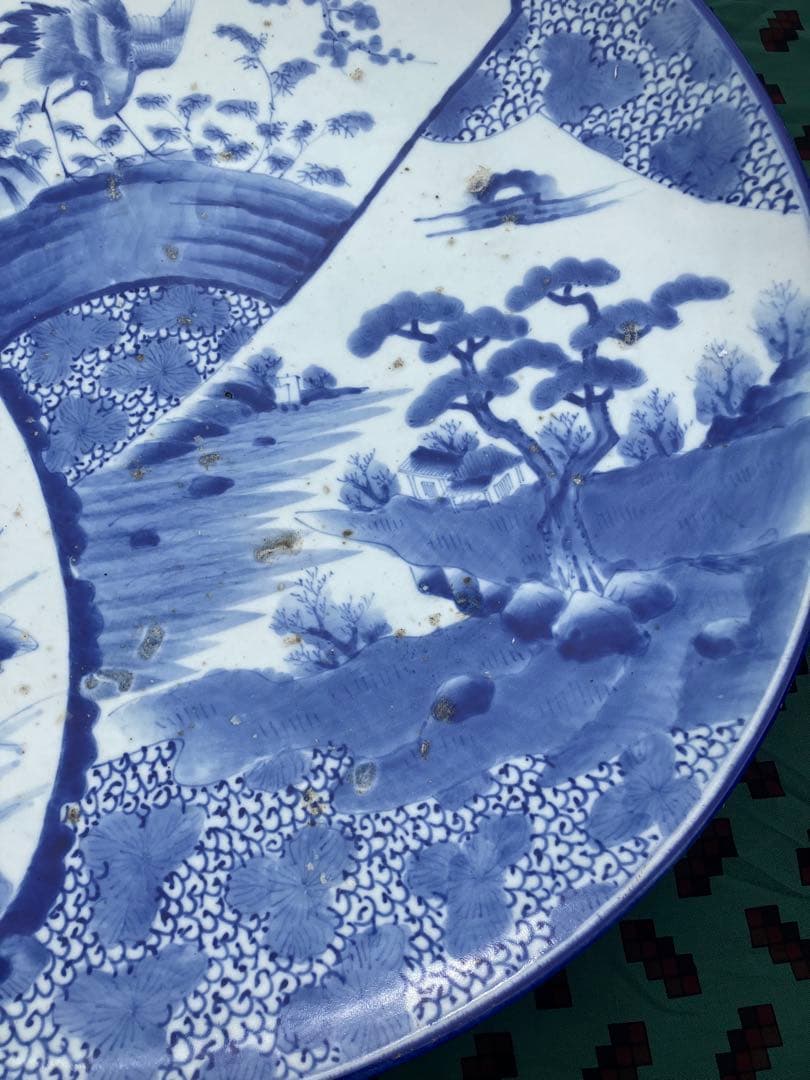 旧家蔵出し品　古伊万里　特大大皿　唐草　牡丹に鳥　松竹鶴　飾り皿