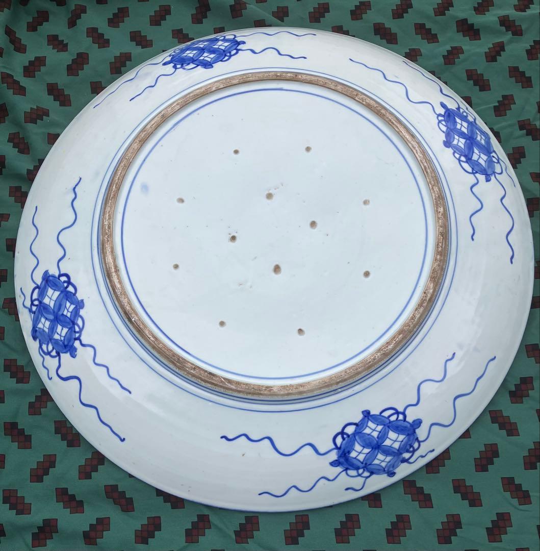 旧家蔵出し品　古伊万里　特大大皿　唐草　牡丹に鳥　松竹鶴　飾り皿