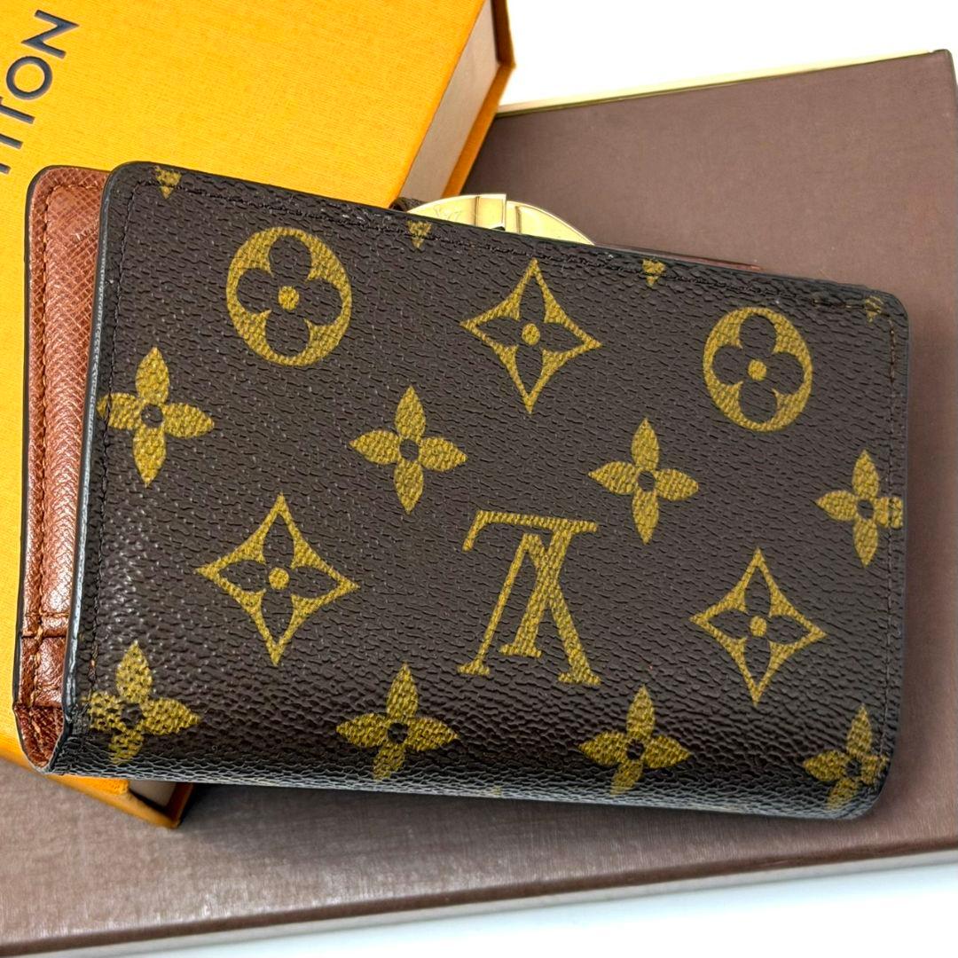 良品 ルイヴィトン モノグラム ポルトモネ ビエ ヴィエノワ がま口 財布 茶