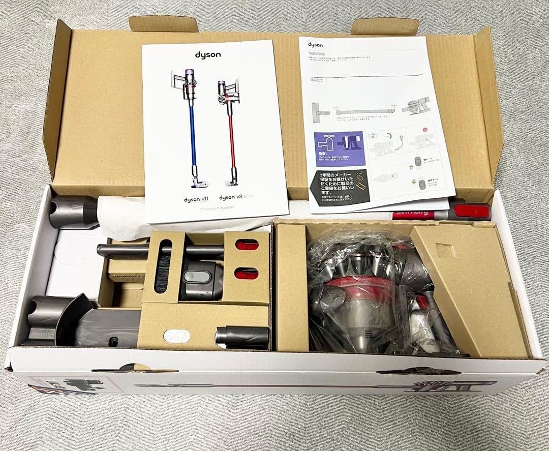本日値下げ動作確認35分DysonV8 Slim Fluffy 本体 ヘッド2個