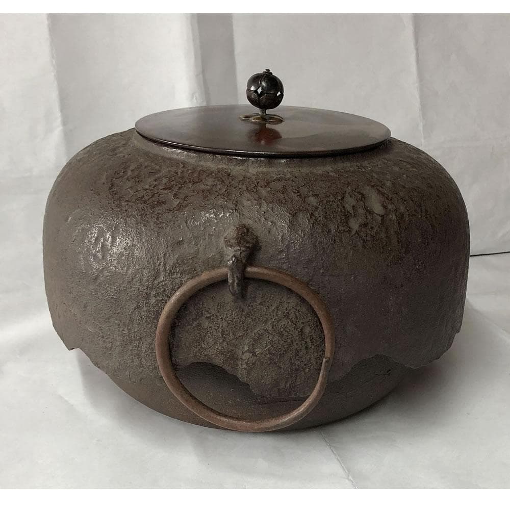 e2851 四代 金谷五郎三郎 時代 古釜 共箱 茶釜 茶道具