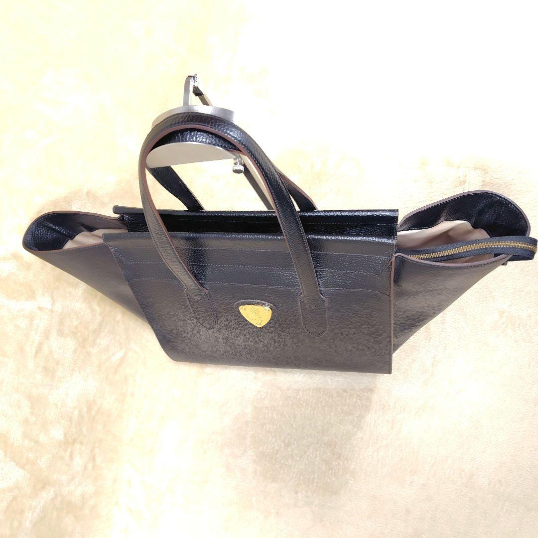 未使用級 ATAO ピッコラ バンドバッグ トートバッグ レザー ブラック ロゴ