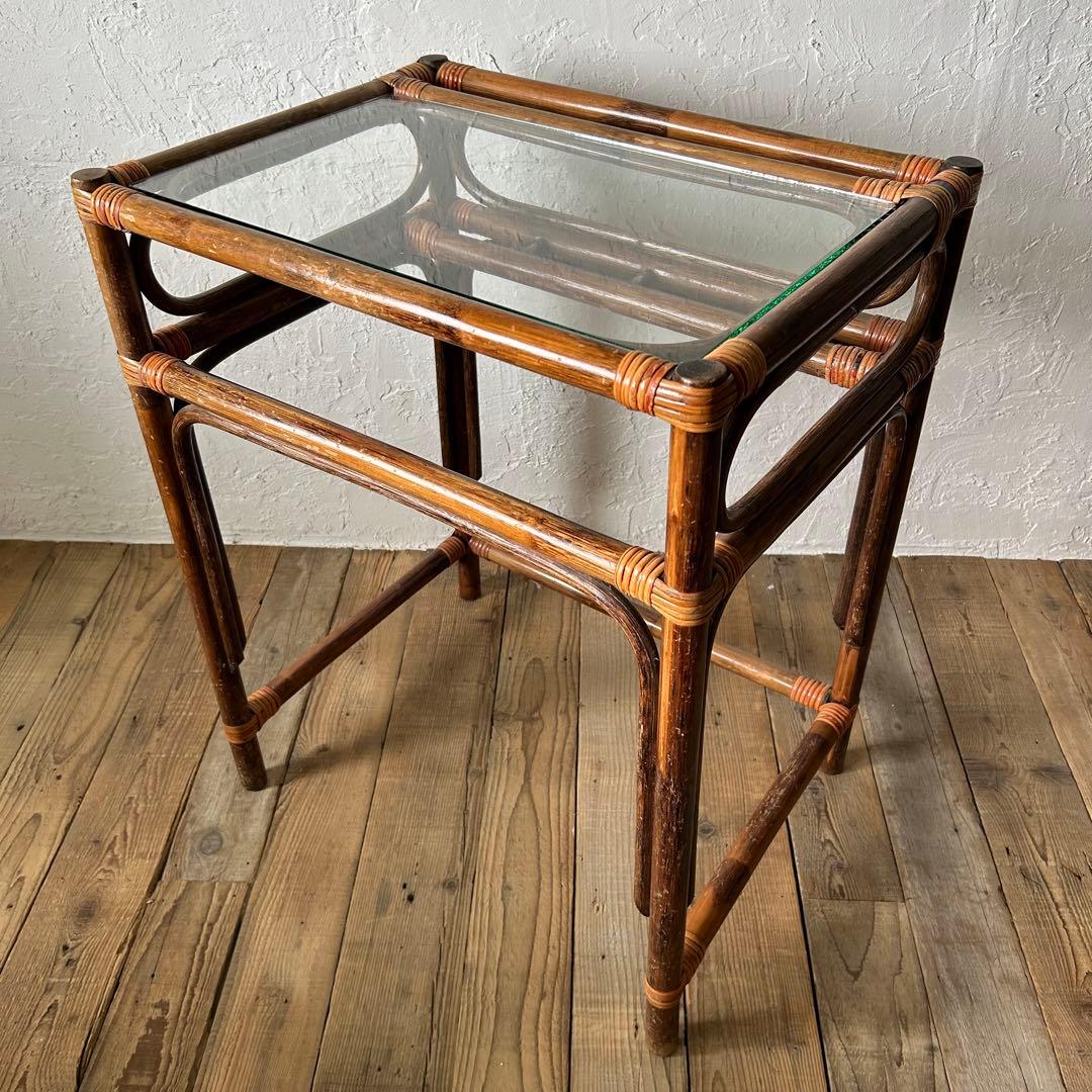 ラタン 籐 ミニテーブル & チェア の セット