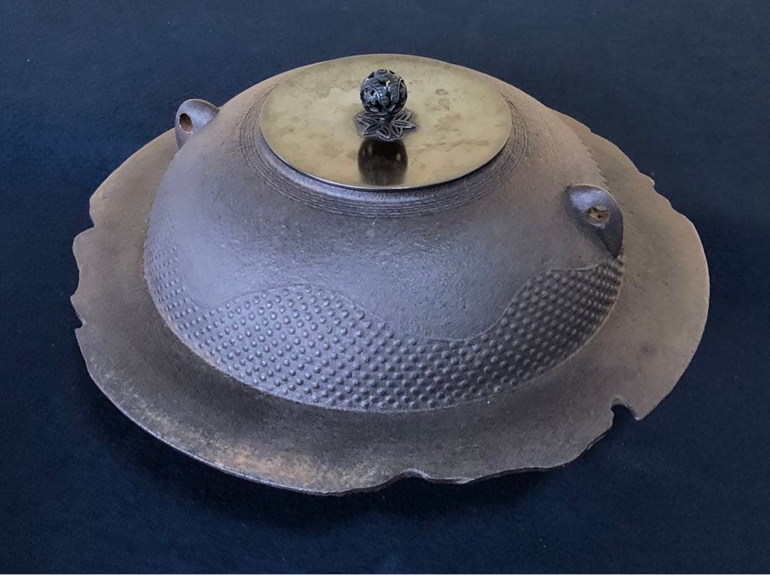 割引❗️《レ》茶道具 遠山霰 透木釜 釜師 菊地政光 透木付 共箱251027う1