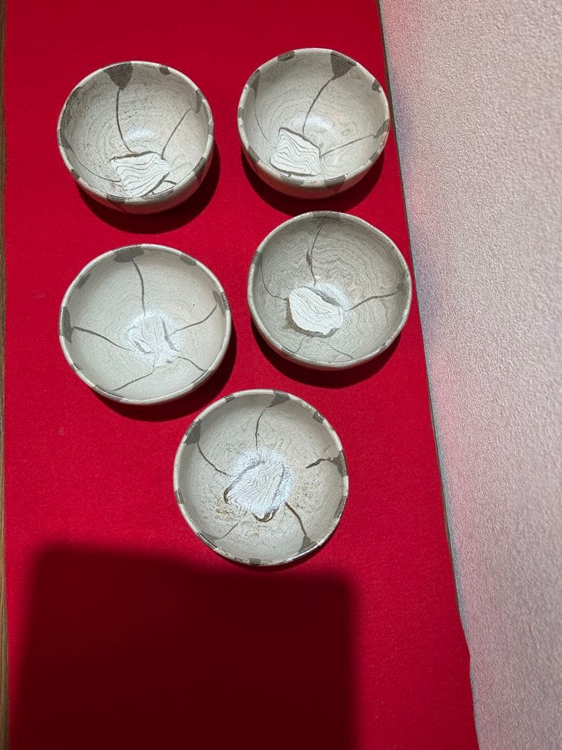 人間国宝 松井康成　練上椀　小鉢5客共　箱あり