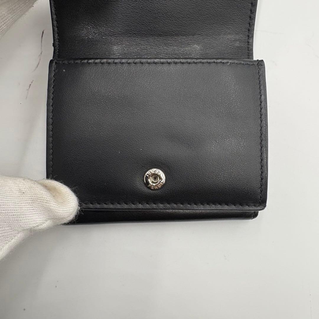 FENDI モンスター バグズ 折り財布 コンパクトウォレット レザー ブラック
