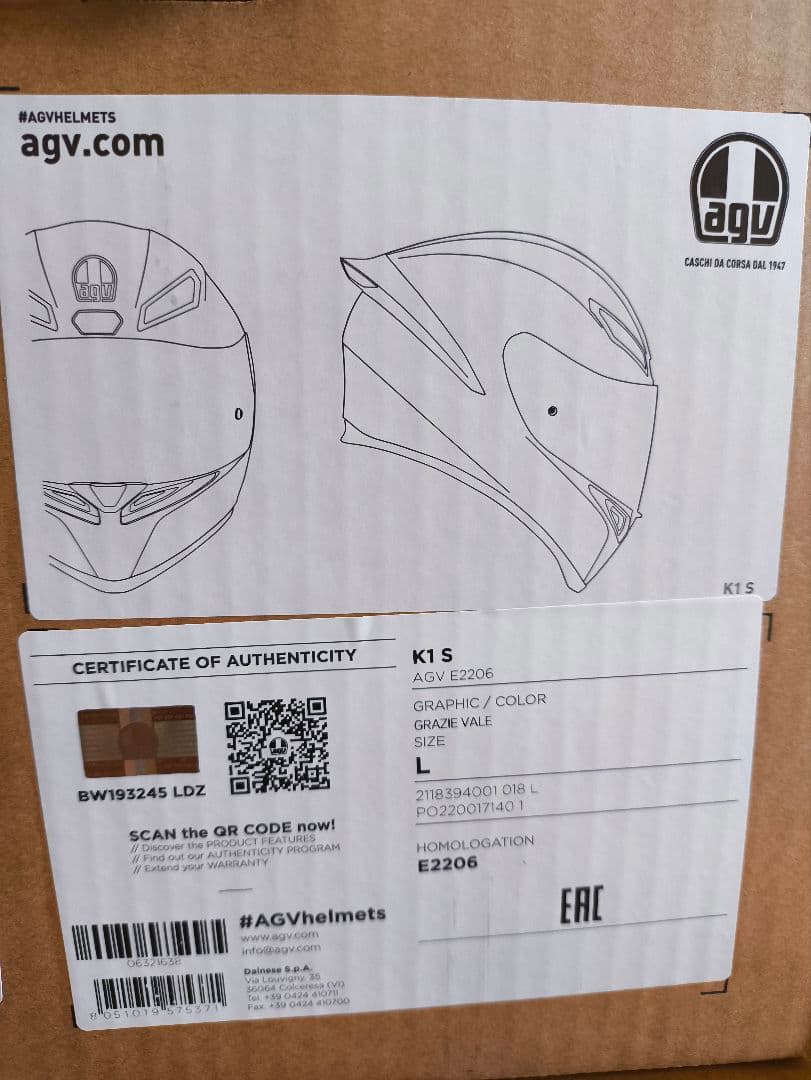 【芝犬】AGV K-1 S GRAZIE VALE ヘルメット Lサイズ