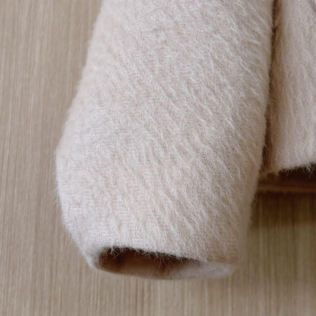 【1034】美品　アナイ　アルパカヘリンボンショートコート　ライトベージュ　A
