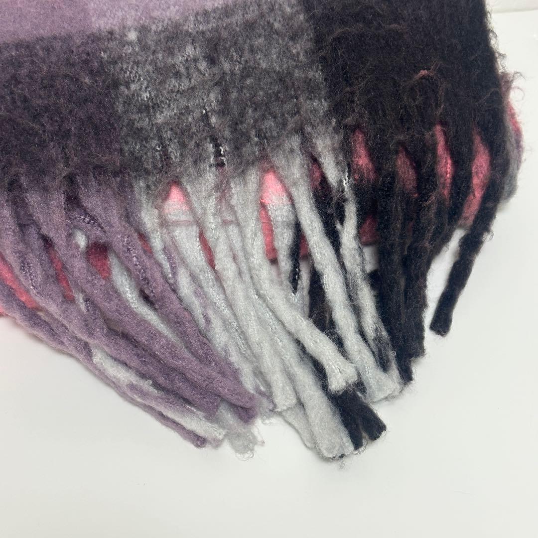 Acne Studios モヘアチェックスカーフ マフラー ピンク グレー 灰色