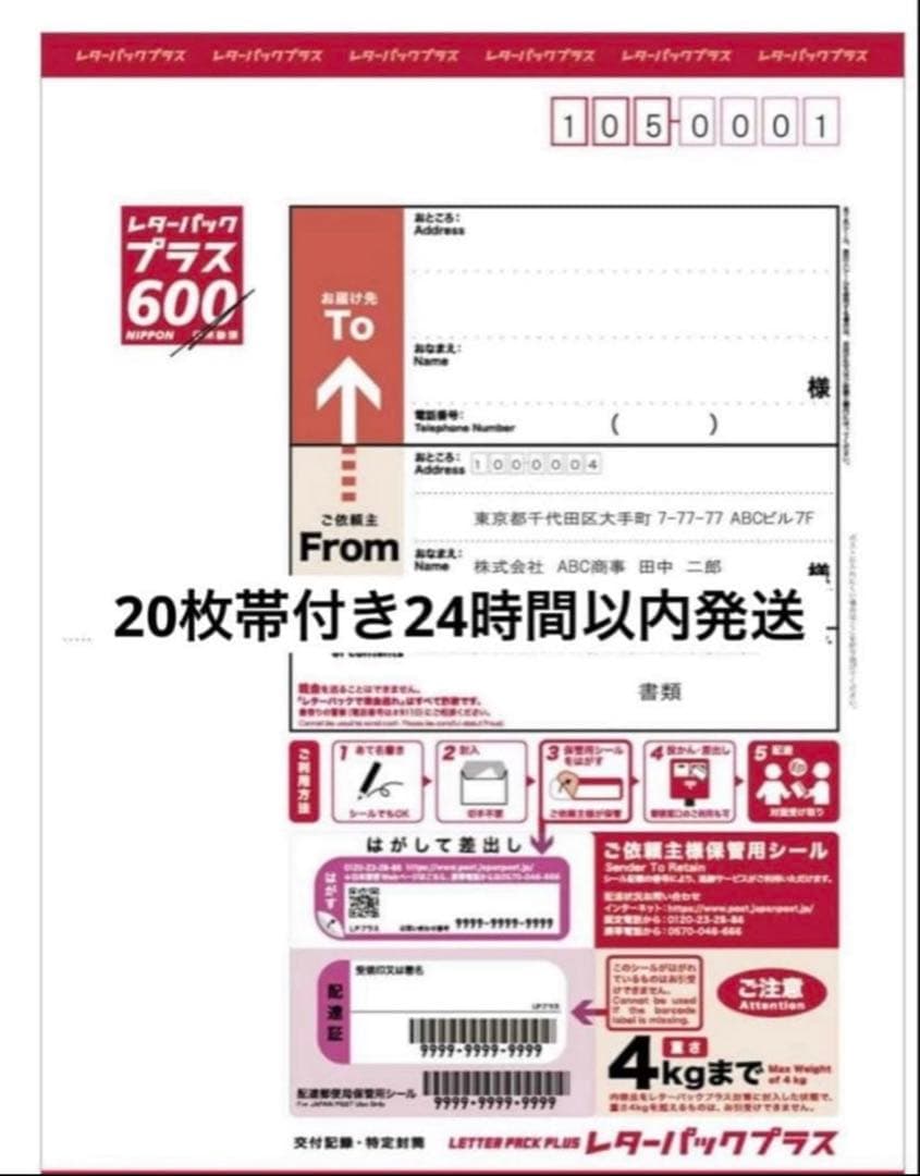 レターパックプラス20枚　600