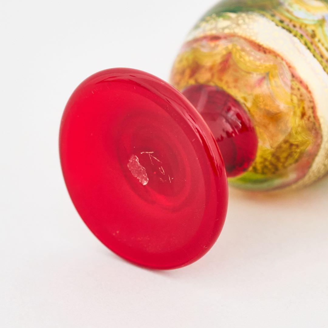 石井康二　多色波状模様 ガラス製ゴブレット　美品