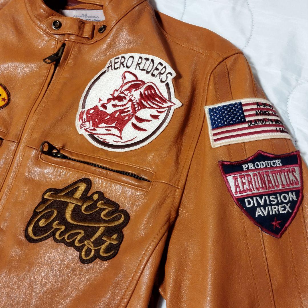 AVIREX パッチ レザージャケット ライダースジャケット アヴィレックス
