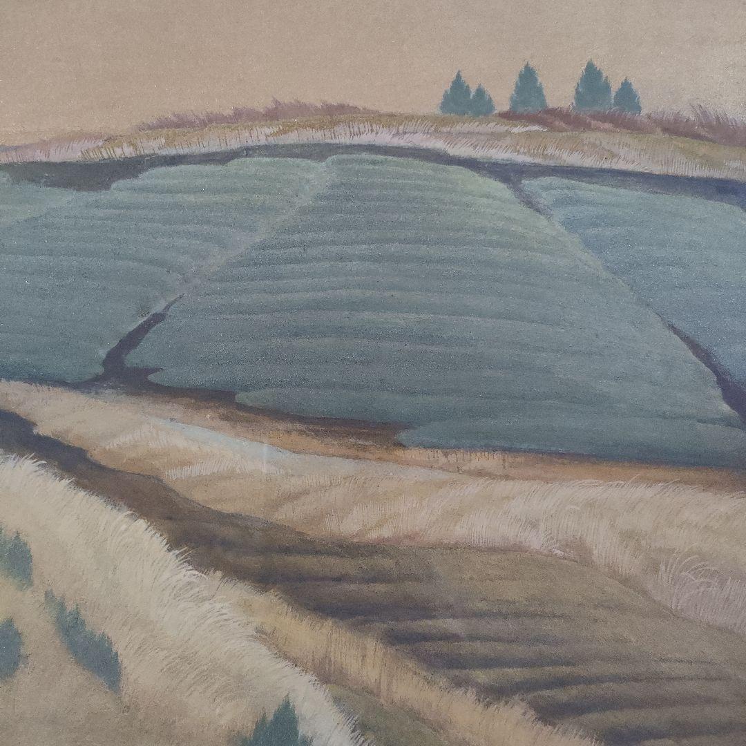 ★美品★ 谷井俊英　日本画 F15号『丘』 共シール付