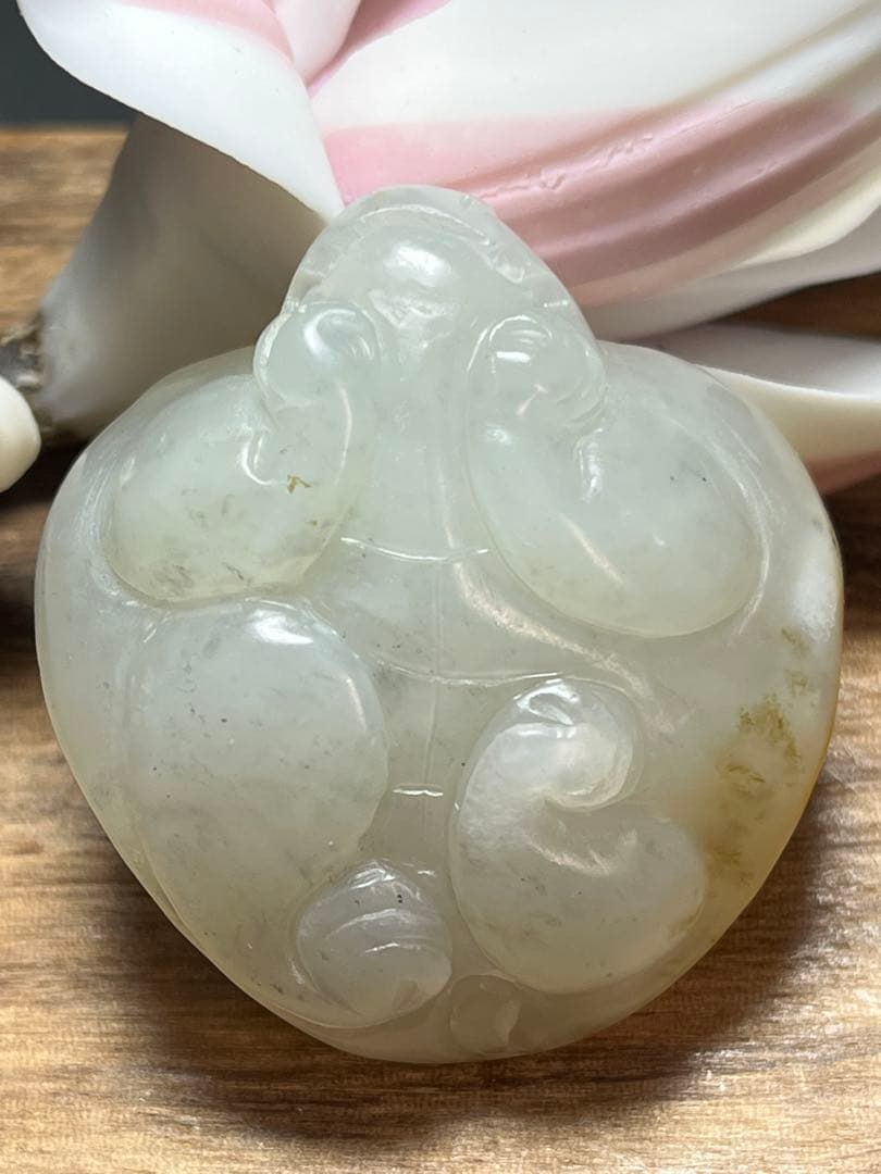 本物和田玉★子料★青花黄皮！招財モチーフ龍亀証明書付き03 新疆和田玉