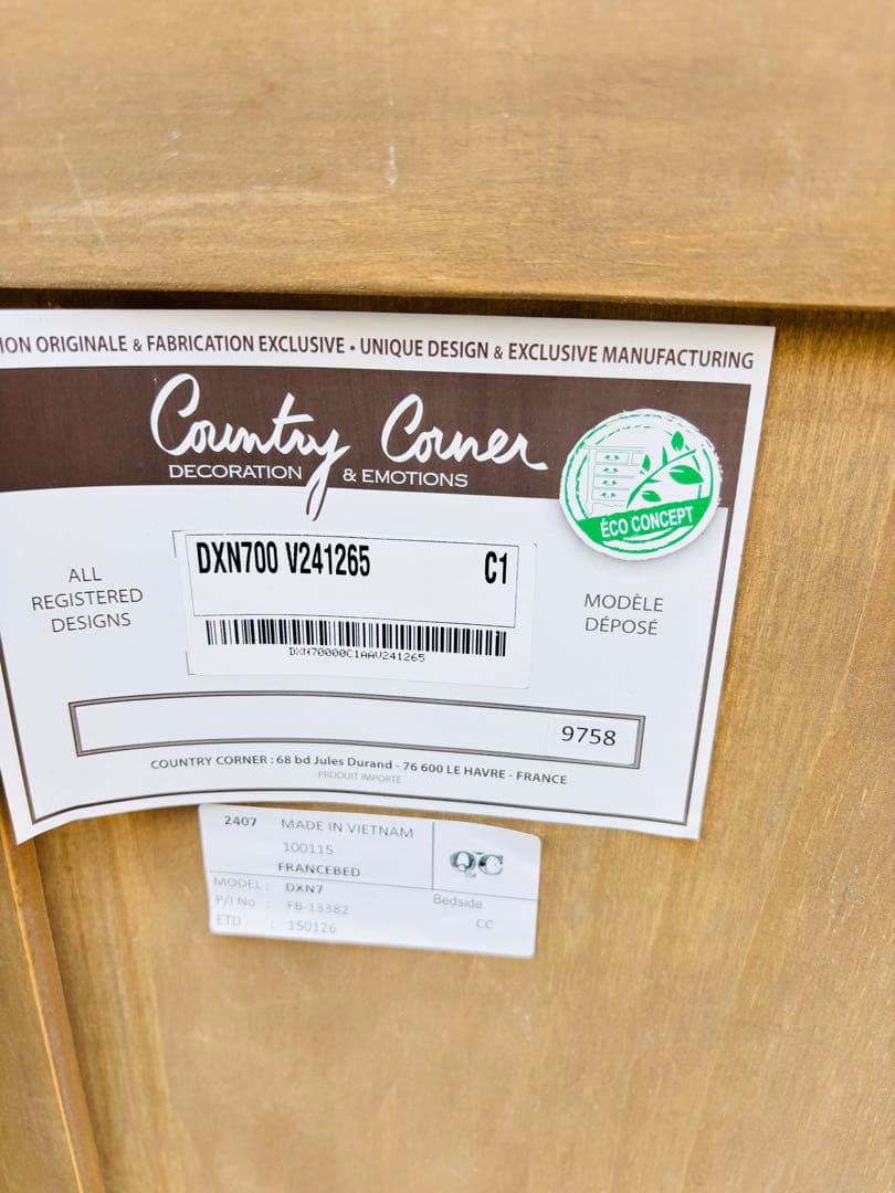 カントリーコーナー ナイトテーブル 木製 フランス