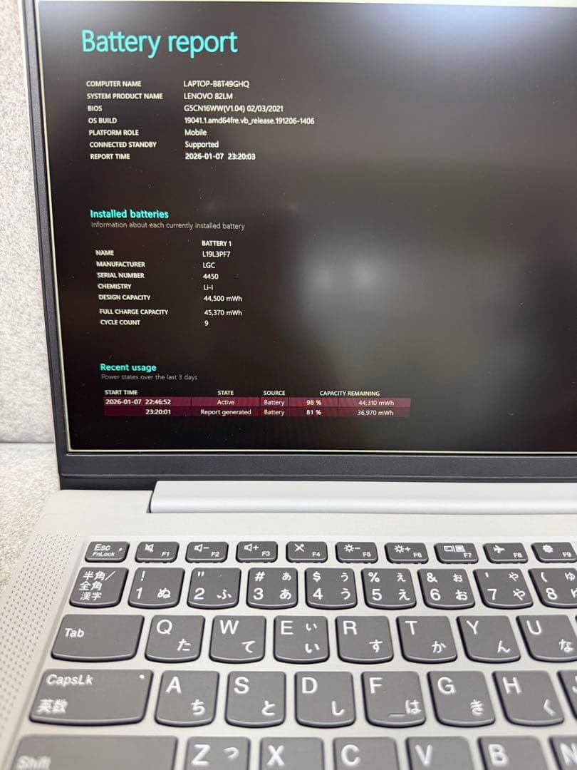 Windowsノート本体 IdeaPad Slim550 82LM007GJP Ryzen5 5500U