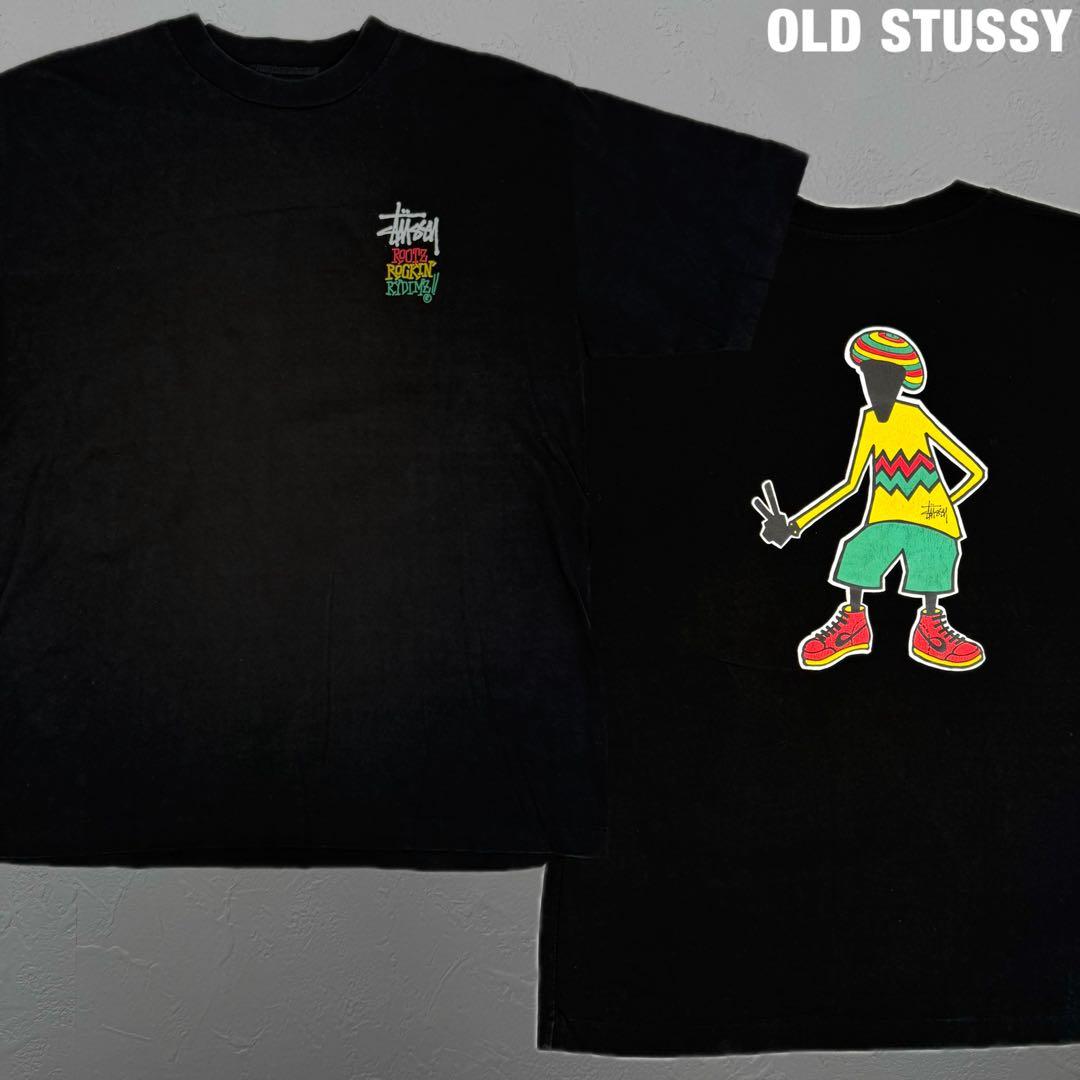 美品 old stussy 90s ビンテージ ラスタ シャドーマン Tシャツ