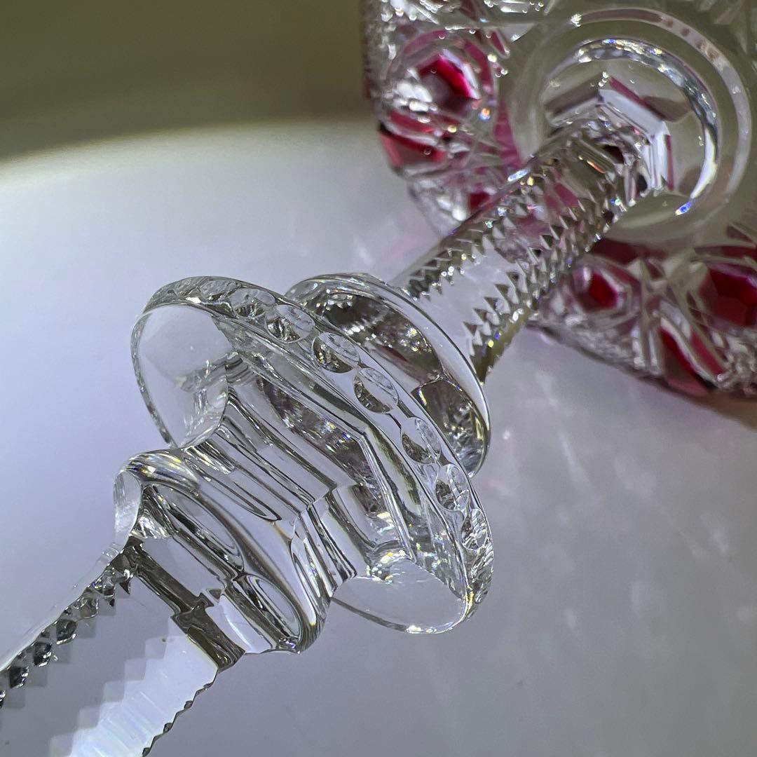 バカラ最高級シリーズ　ツァーシャンパンクープ　（赤）共箱　高さ27.2㎝