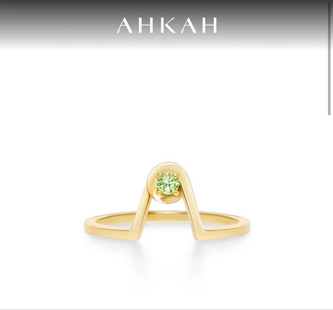 【1/4〆セール】AHKAHリング 18k ゴールド グリーンガーネット 15号