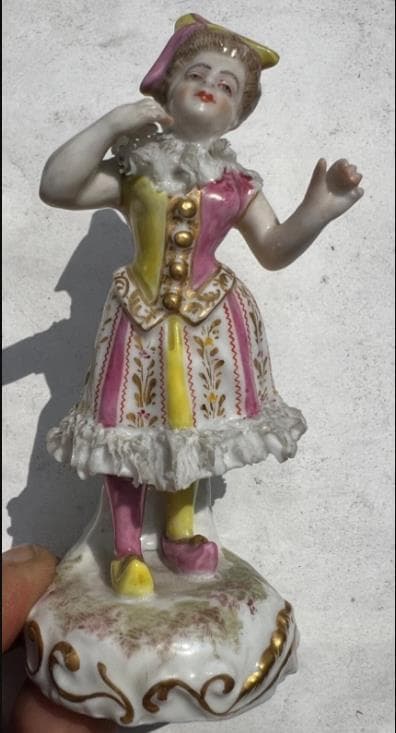 #3872 【可愛い置き物】マイセン Meissen 手描きのコロンバイン像