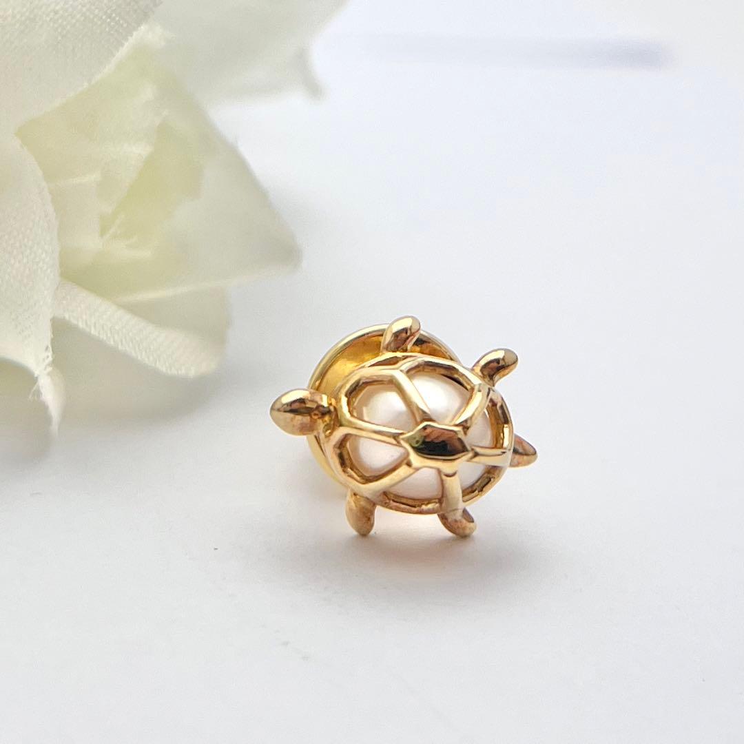 ☆美品☆ミキモト　K18 ピンブローチ　パール　カメ　皇室御用達ブランド