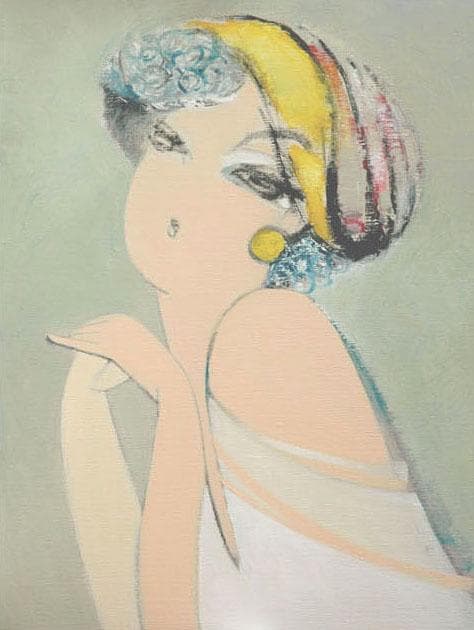 油絵 菅家令子 絵 絵画 インテリア 額付(黒) F6-082811 人物 女性