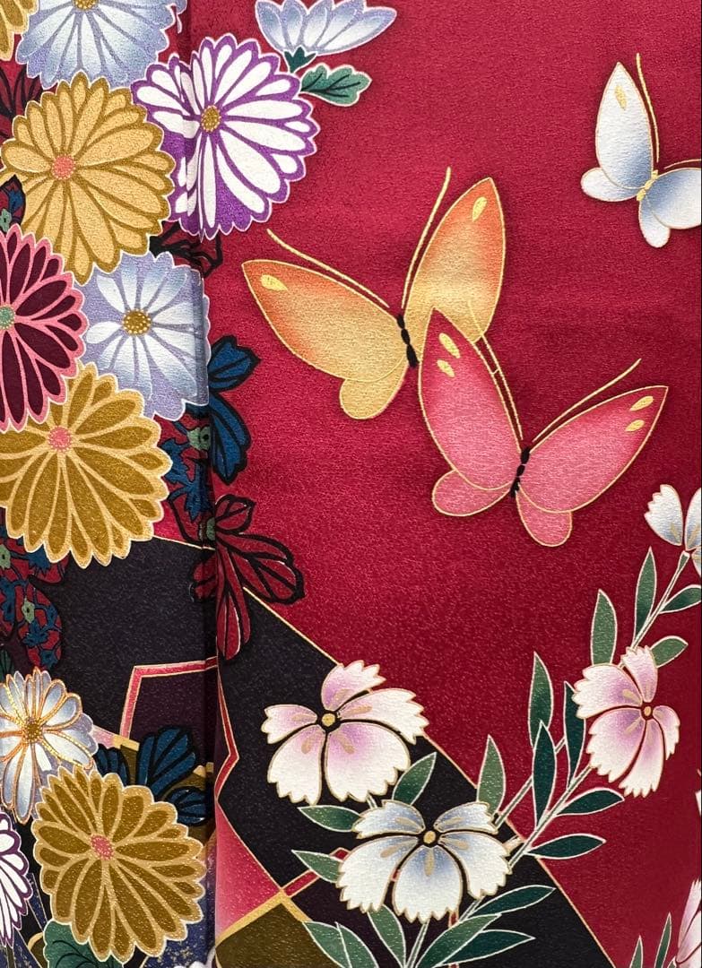 振り袖　フルセット　長襦袢付　金彩加工　刺繍入り　679