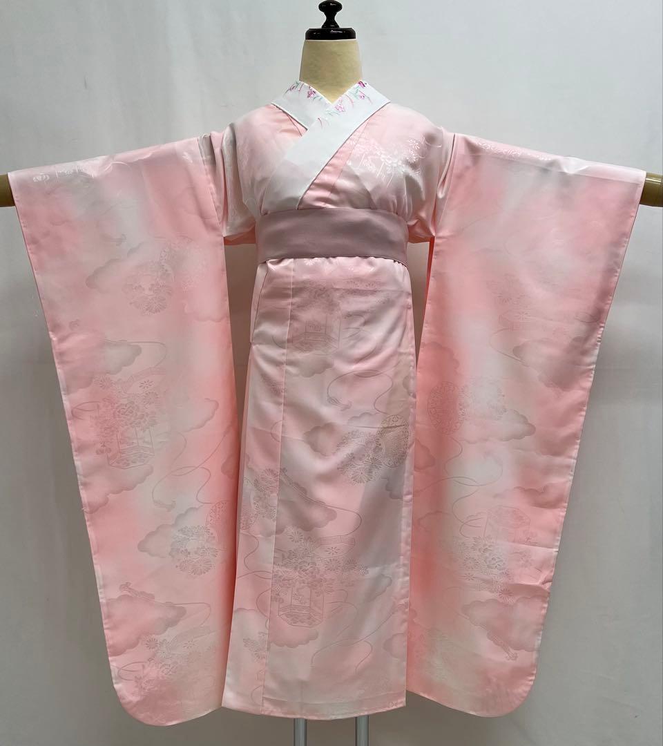 振り袖　フルセット　長襦袢付　金彩加工　刺繍入り　679