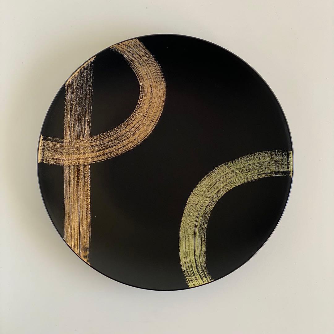 新品未使用品 山田平安堂 プレート大 2枚セット 海龍 飾皿 漆器