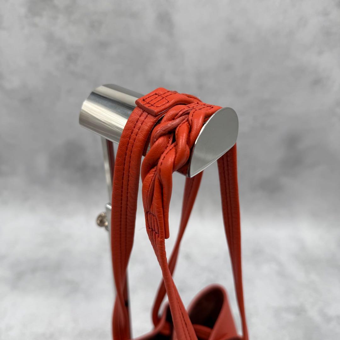 未使用級✨HIROFU ロシェ レザー ショルダーバッグS オレンジ