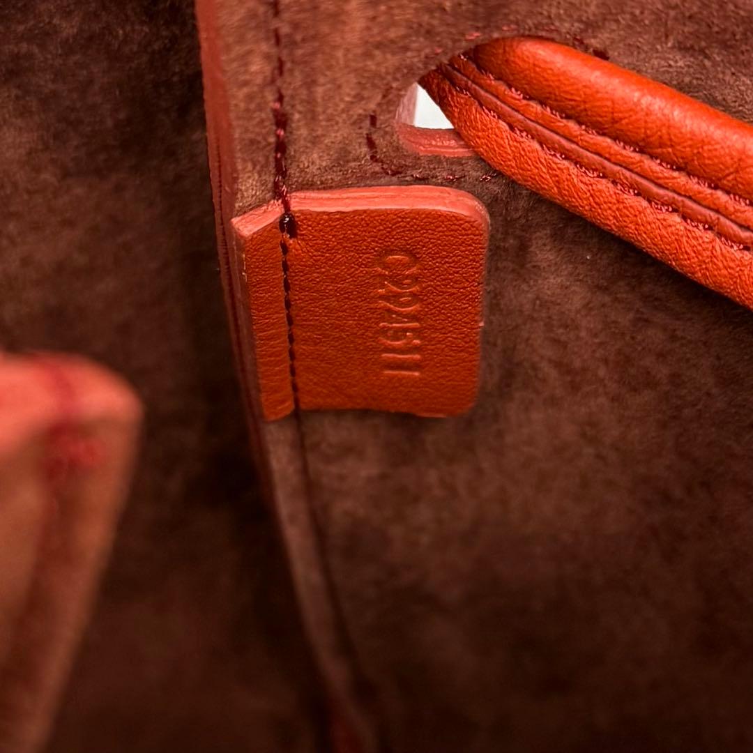 未使用級✨HIROFU ロシェ レザー ショルダーバッグS オレンジ