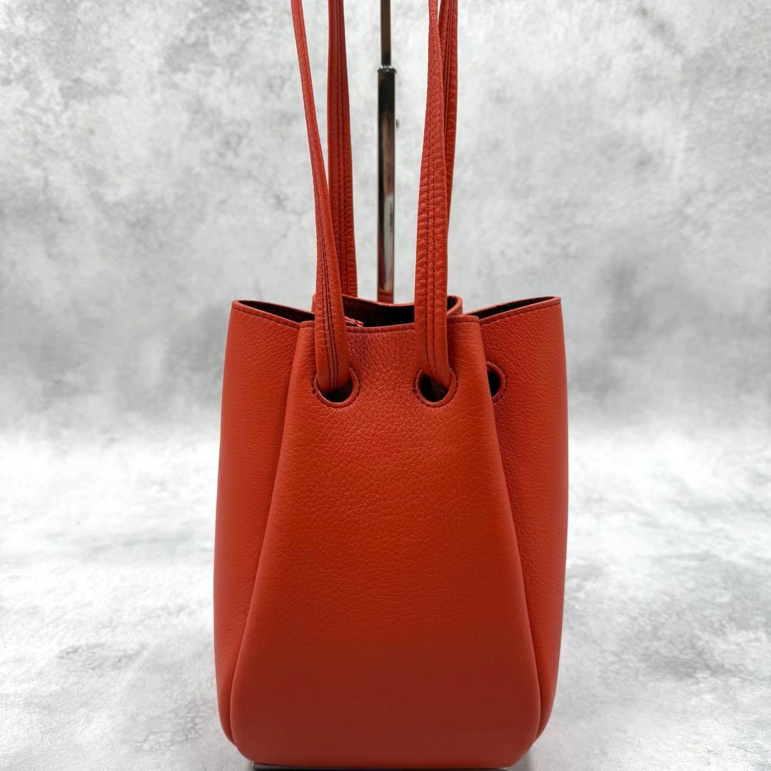 未使用級✨HIROFU ロシェ レザー ショルダーバッグS オレンジ