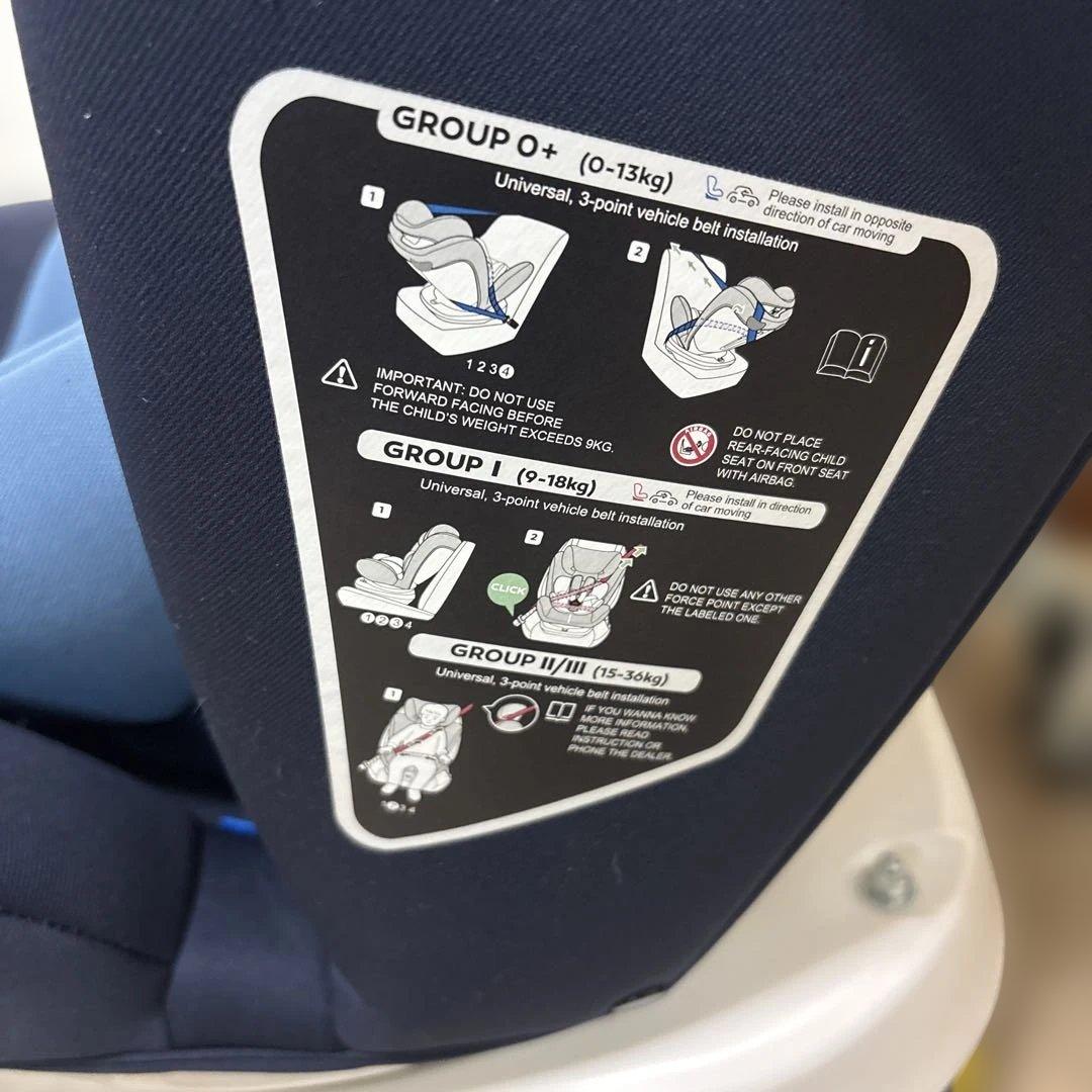 LETTAS(レッタス) チャイルドシート ブルー　ネイビー　回転式