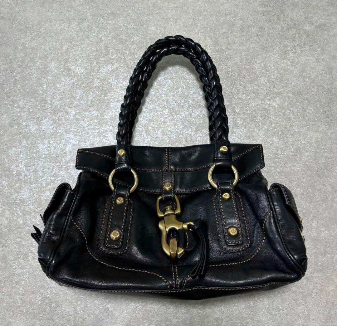 バッグ lether gimmick mini boston bag black y2k