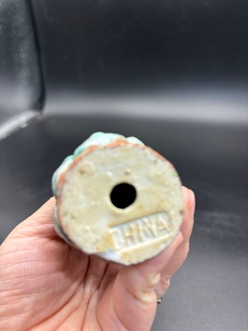 中国美術 古玩 色絵陶人形 陶器人形 高さ約15cm 置物 オブジェ 古董品