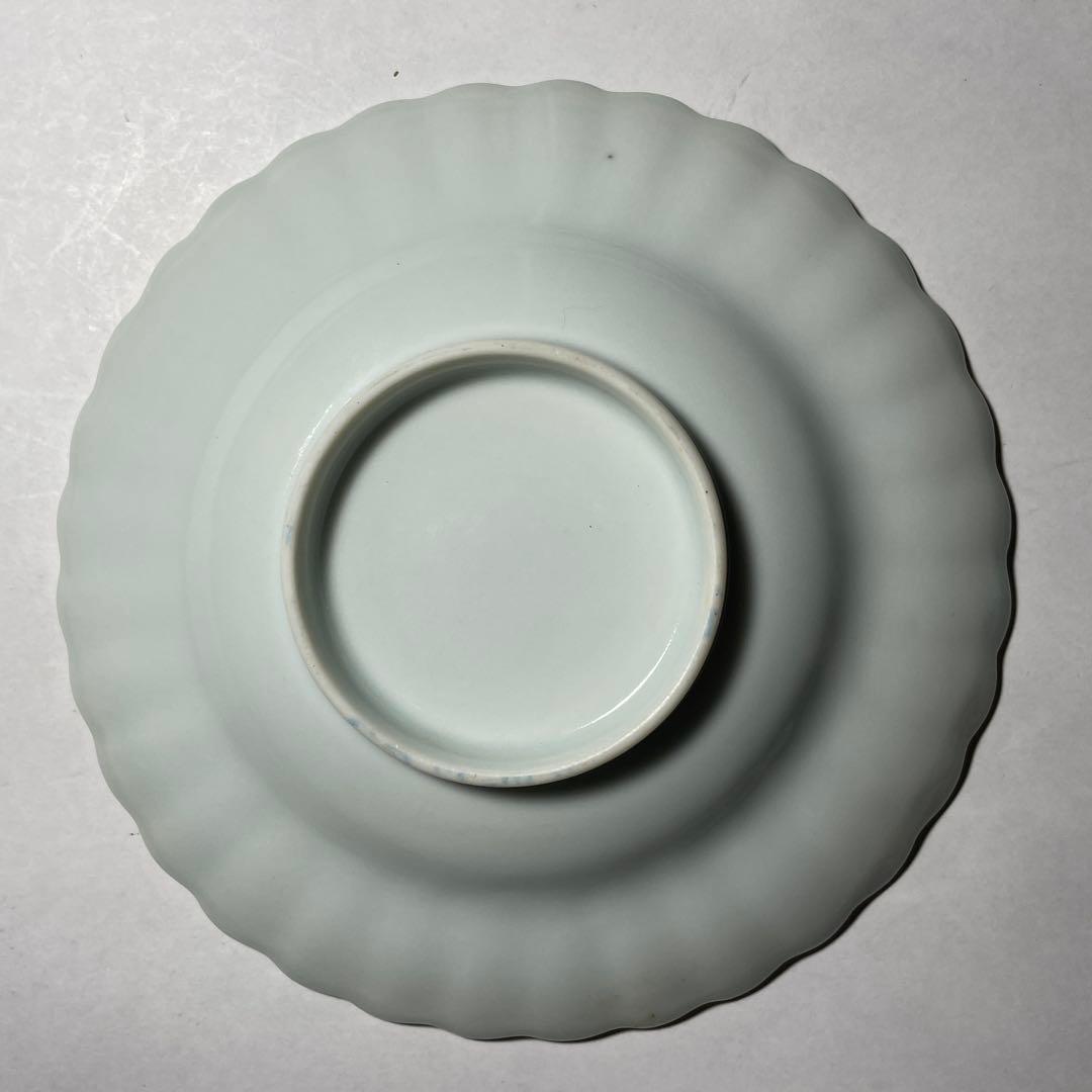 ◆染付菊形輪花皿5枚 花文 中皿 旧家蔵出し品 美品 江戸幕末期〜明治初期◆