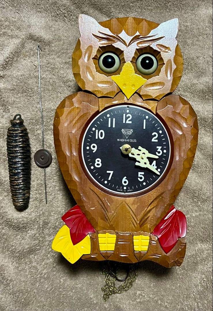 ミケン製　フクロウ時計