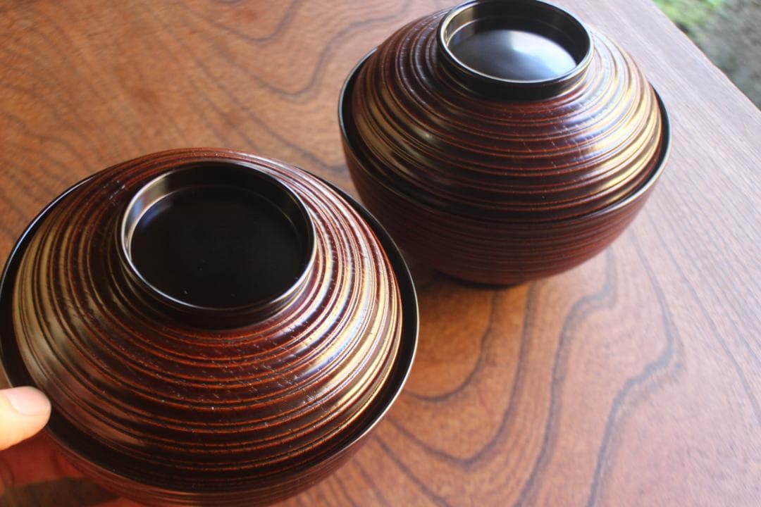 専用！風情ある糸目地に優美な雲錦蒔絵の映える煮物椀5点（検輪島塗雑煮椀