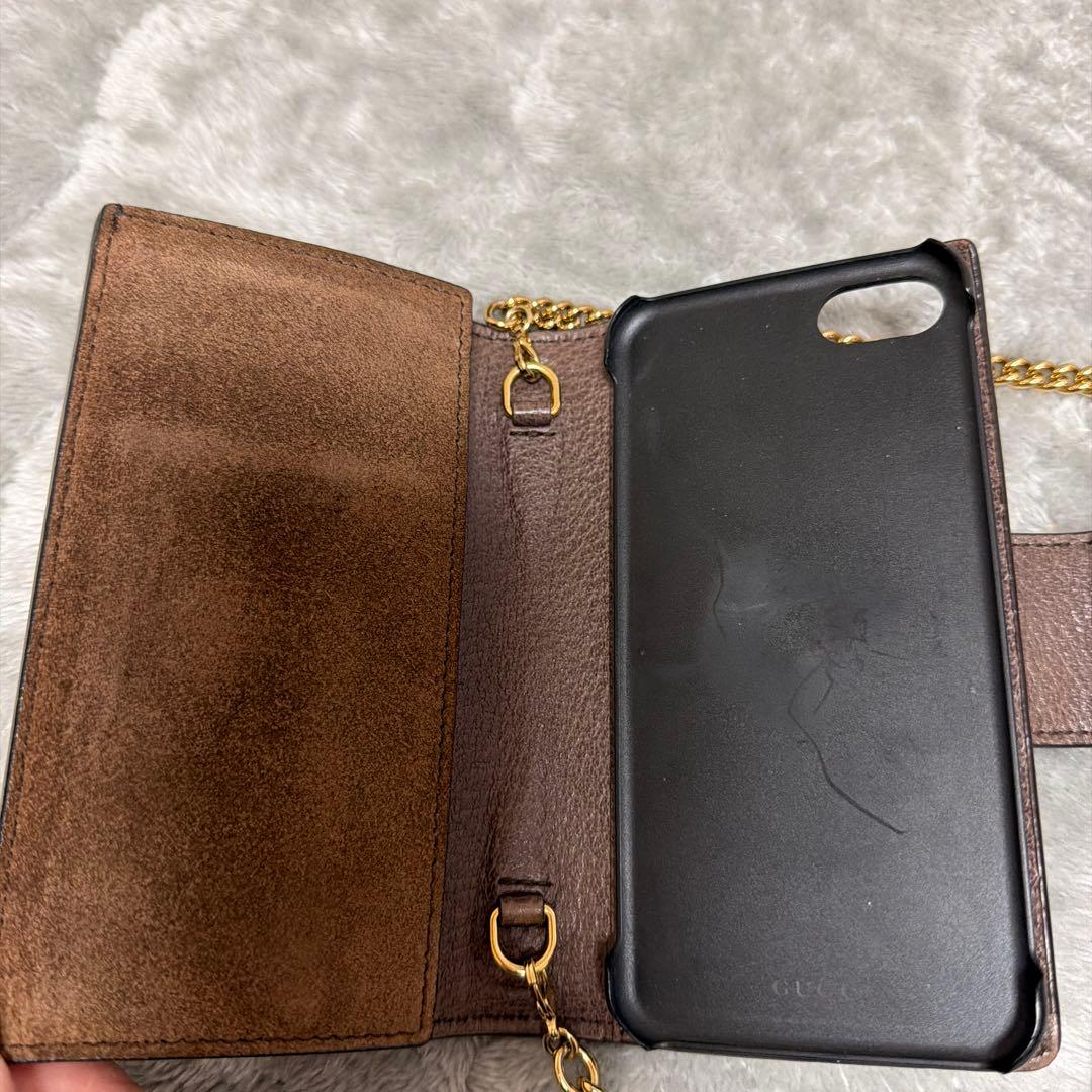 Gucci iPhone ケース SE 7.8 チェーンショルダー 手帳 グッチ