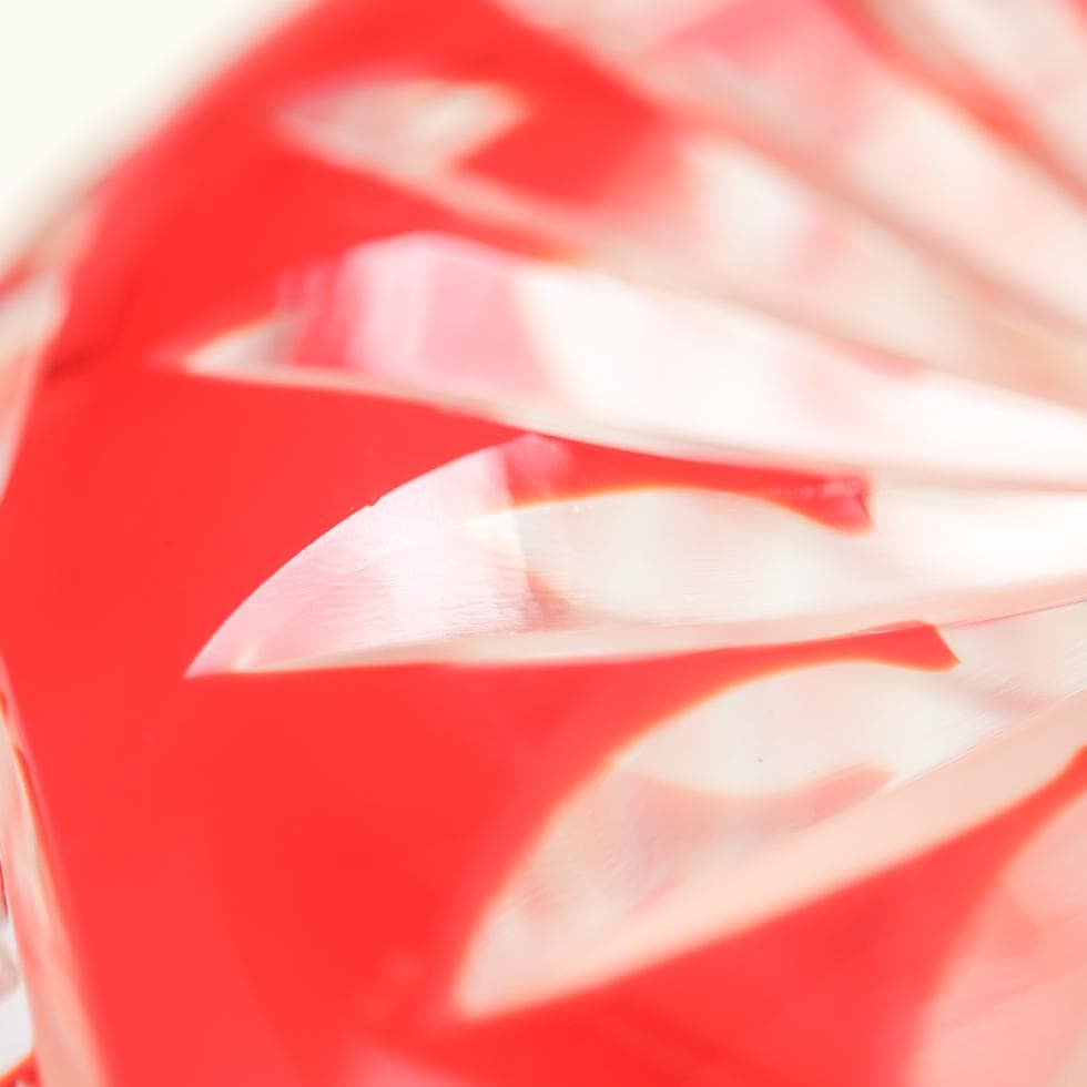 ボヘミアガラス 朱色 ボウル 32cm 花生け