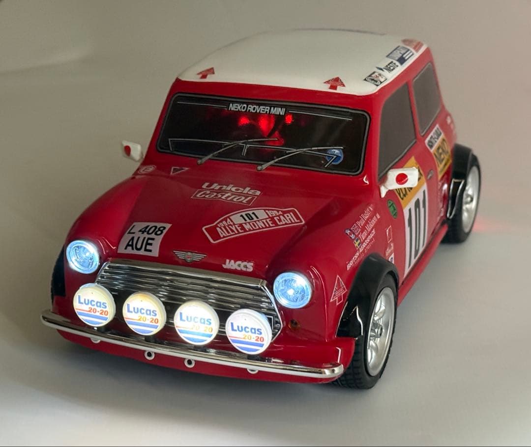 Mシャーシ ローバーミニ モンテカルロラリー12灯　電飾仕様 新品ボディ