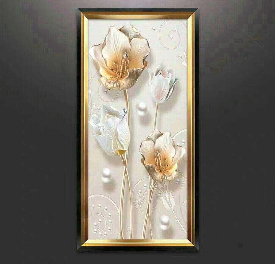 新商品油絵 壁掛け額付約40cm*80 玄関